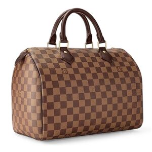 LOUIS VUITTON Speedy 30 Damier Ebene Satchel Bag Brown COA, Lock & Key